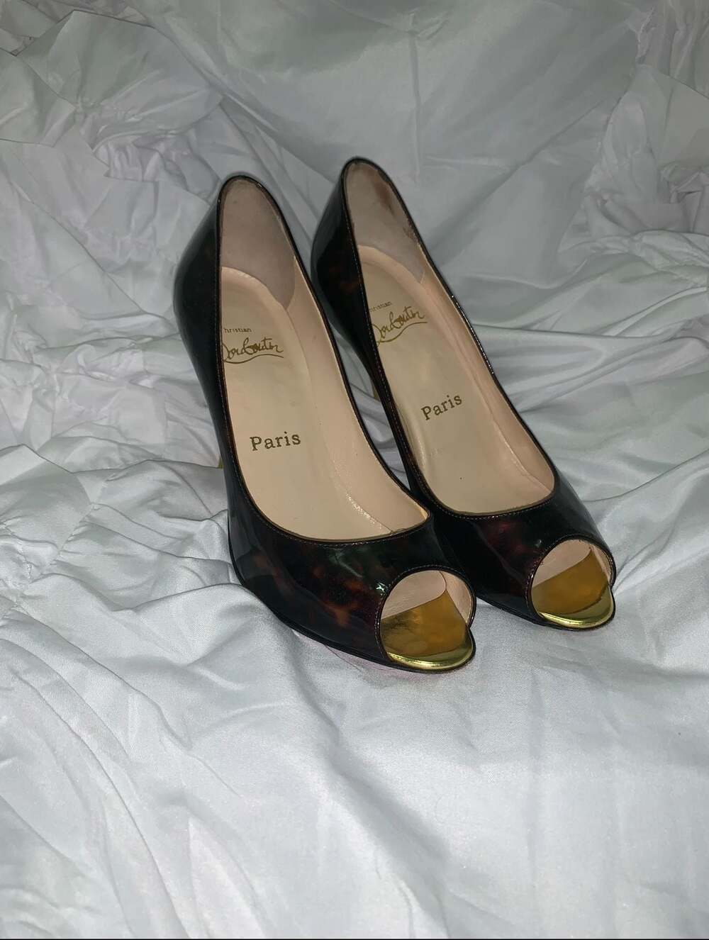Christian Louboutin Yoyospina 100 Tartaruga Patent Heels